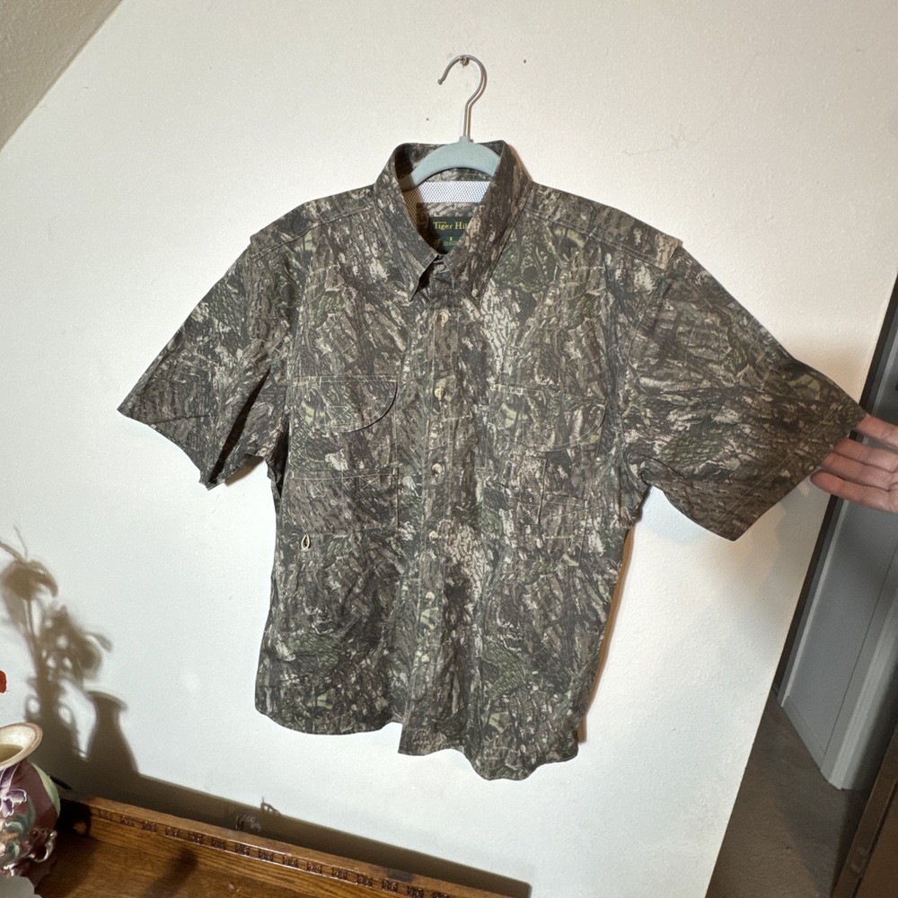 Tiger Hill Camo Fishing Hunting Vented Back Lots Of Pockets Cotton Men's Small - Picture 2 of 8